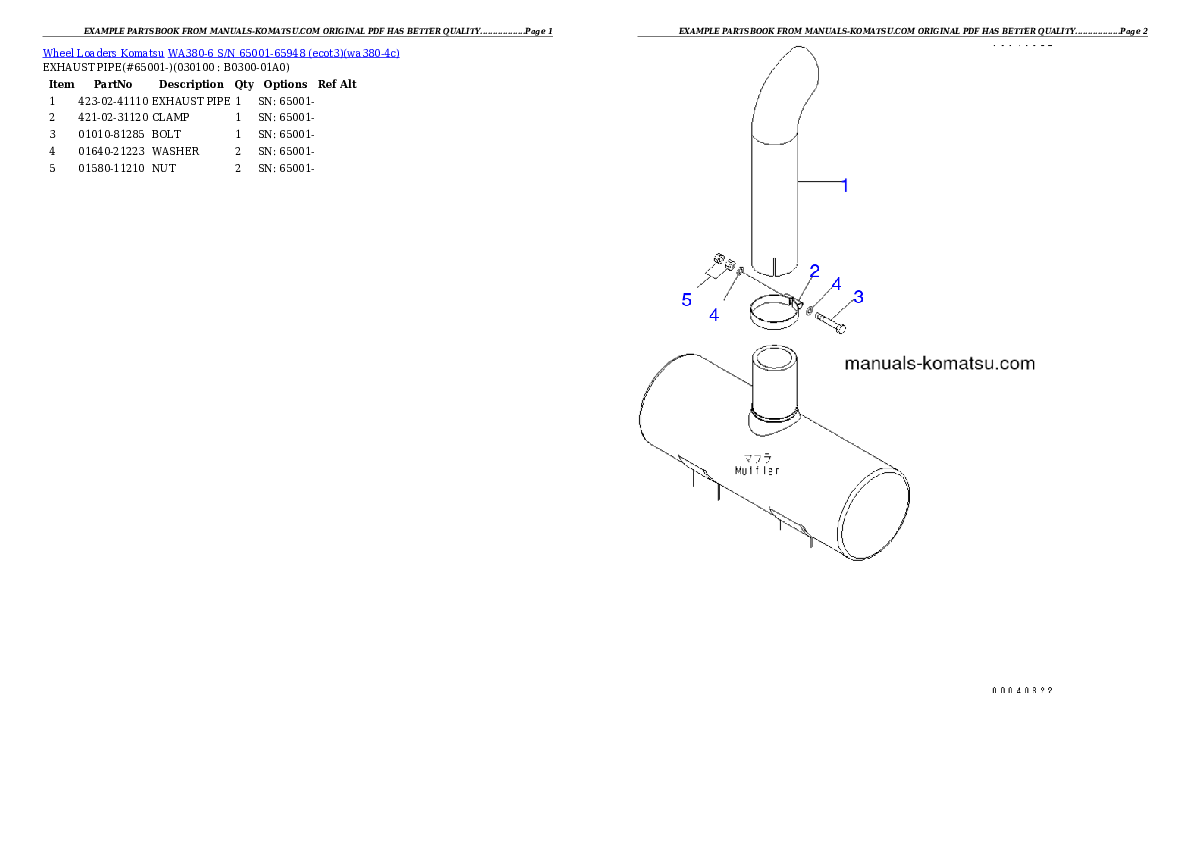 Protected: WA380-6 S/N 65001-65948 (ecot3) Partsbook