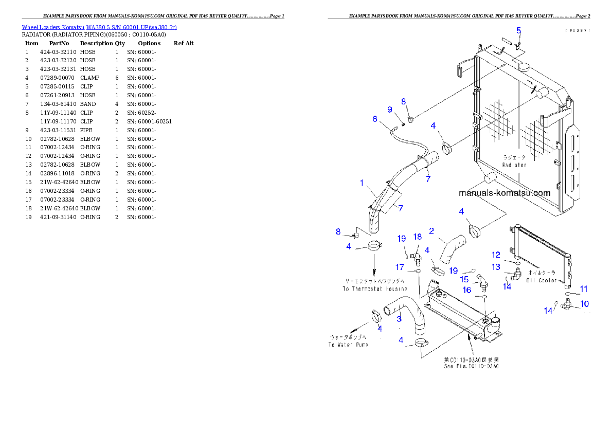 Protected: WA380-5 S/N 60001-UP (KOMTRAX(GPRS)) Partsbook