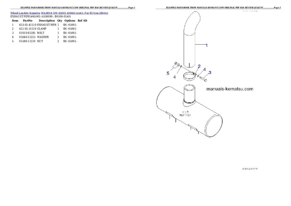 Protected: WA380-6 S/N 65001-65948 (ecot3, For EU) Partsbook