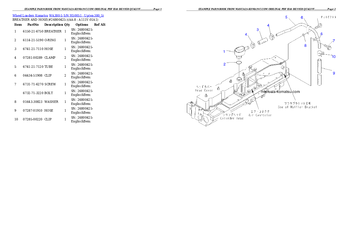 Protected: WA380-5 S/N H50051 – Up Partsbook
