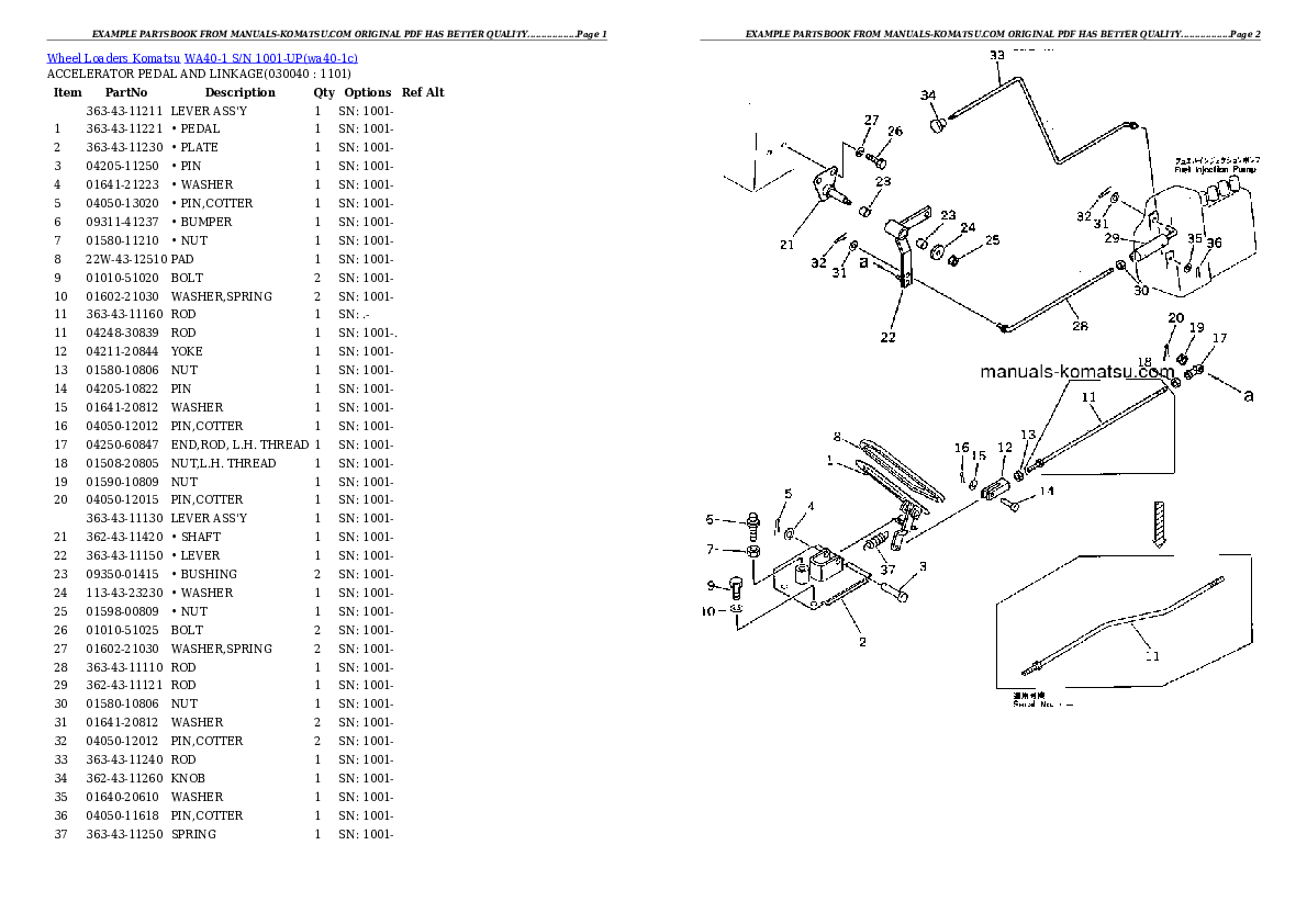 Protected: WA40-1 S/N 1001-UP Partsbook