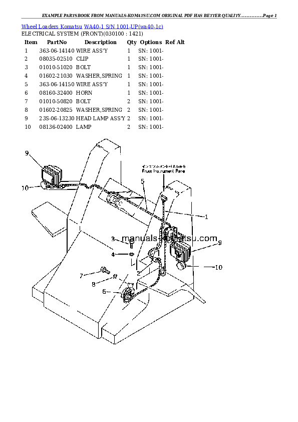 Protected: WA40-1 S/N 1001-UP Partsbook