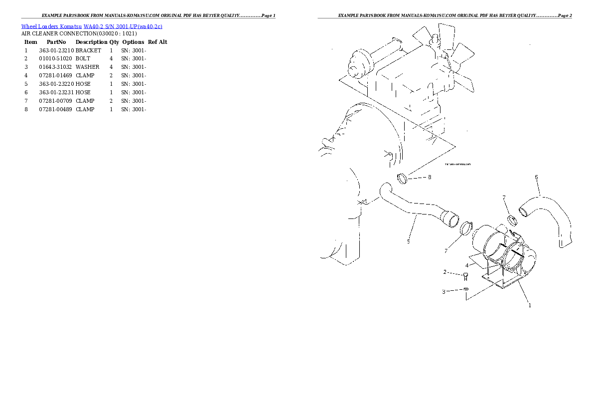 WA40-2 S/N 3001-UP Partsbook