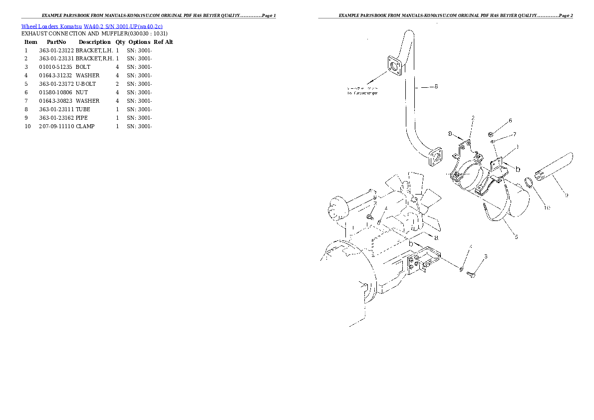 WA40-2 S/N 3001-UP Partsbook
