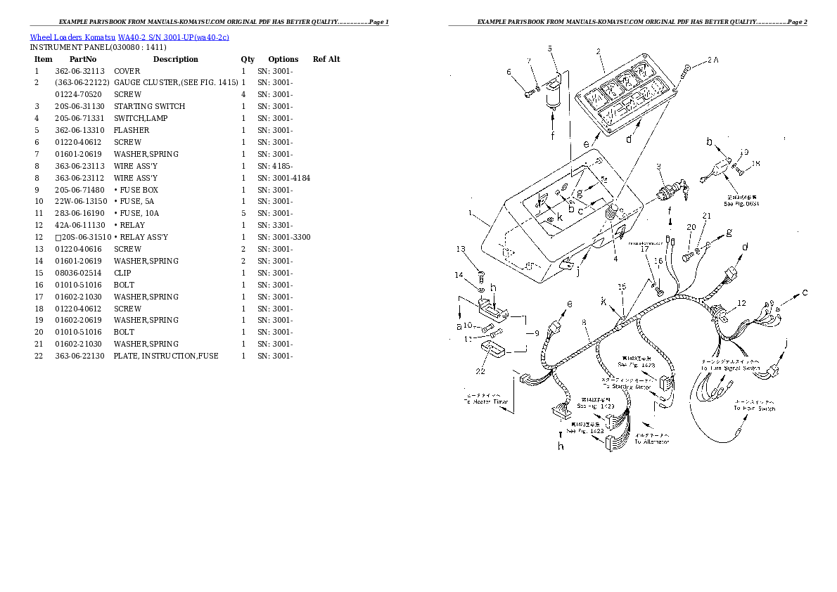 Protected: WA40-2 S/N 3001-UP Partsbook