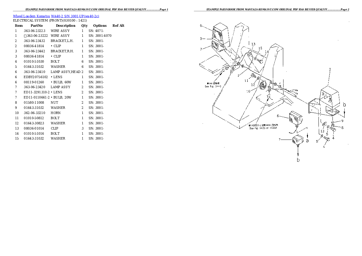 Protected: WA40-2 S/N 3001-UP Partsbook