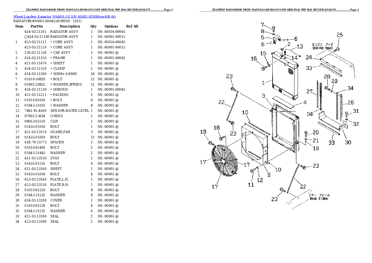 Protected: WA400-3-X S/N 60001-62999 Partsbook