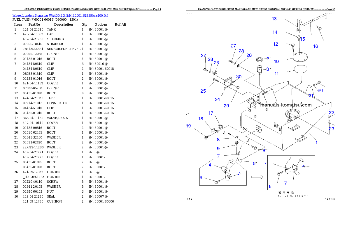 Protected: WA400-3-X S/N 60001-62999 Partsbook