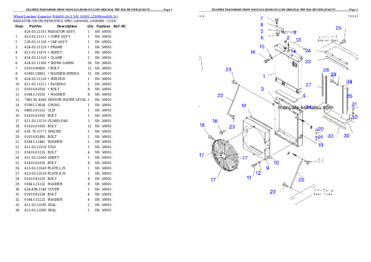 Protected: WA400-3A-S S/N 50001-52999 Partsbook