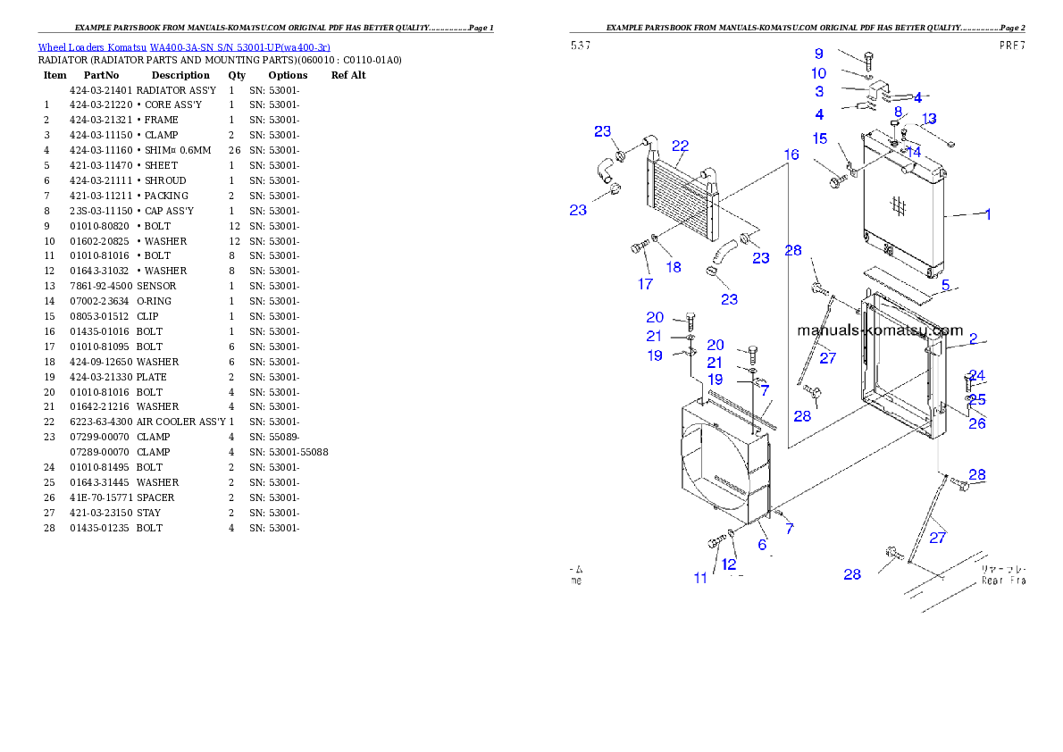 Protected: WA400-3A-SN S/N 53001-UP Partsbook