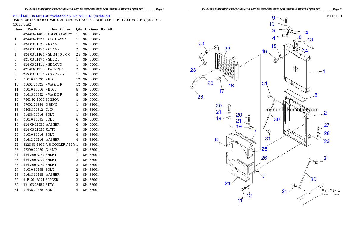 Protected: WA400-3A-SN S/N 53001-UP Partsbook