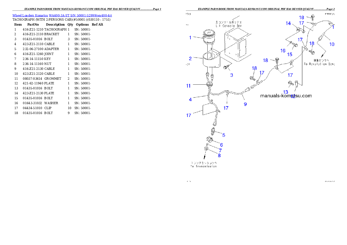 Protected: WA400-3A-ST S/N 50001-52999 Partsbook