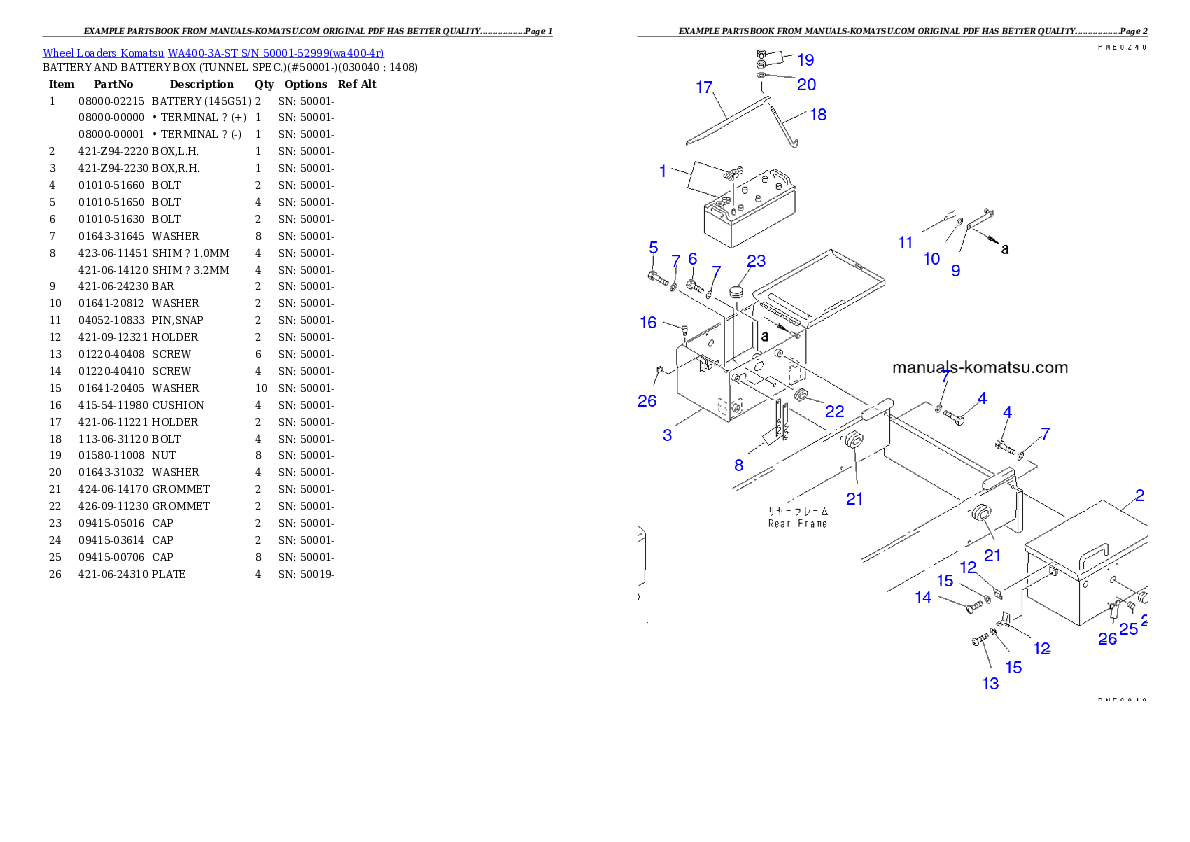 Protected: WA400-3A-ST S/N 50001-52999 Partsbook