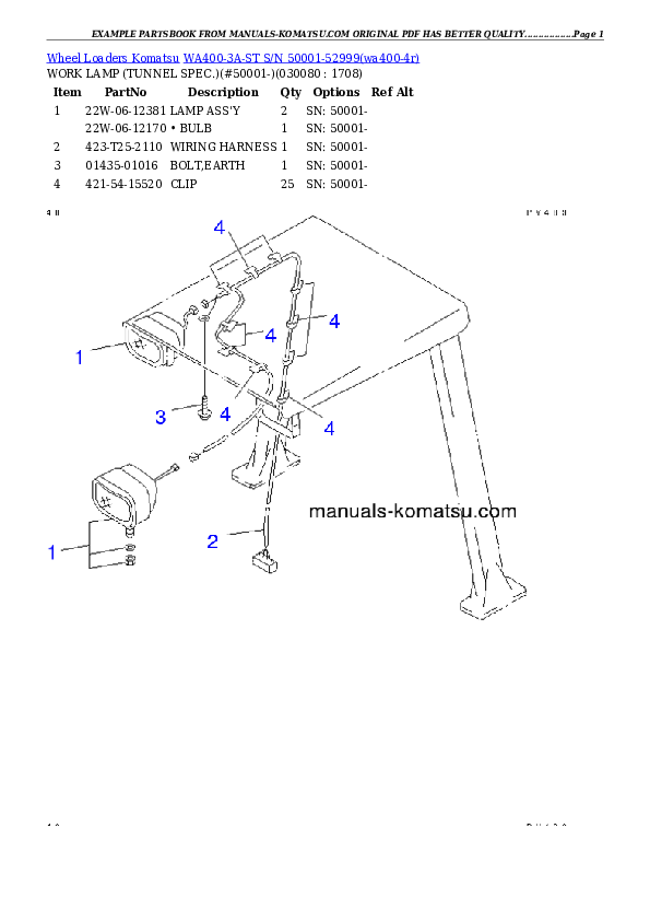 Protected: WA400-3A-ST S/N 50001-52999 Partsbook