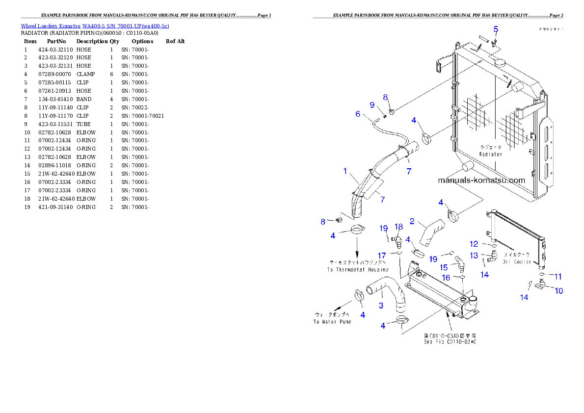 Protected: WA400-5 S/N 70001-UP Partsbook