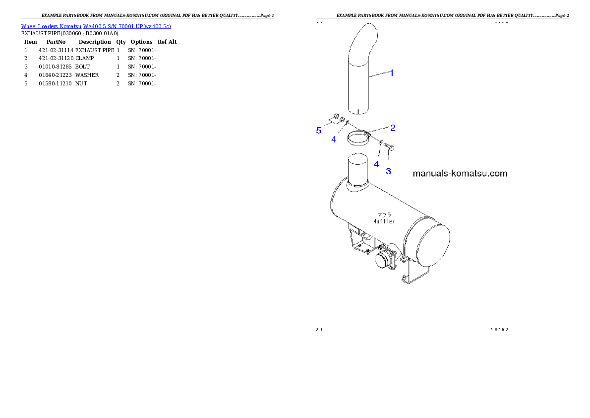 Protected: WA400-5 S/N 70001-UP Partsbook