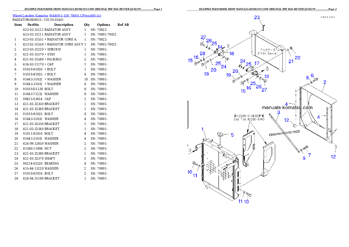 Protected: WA400-5 S/N 70001-UP Partsbook