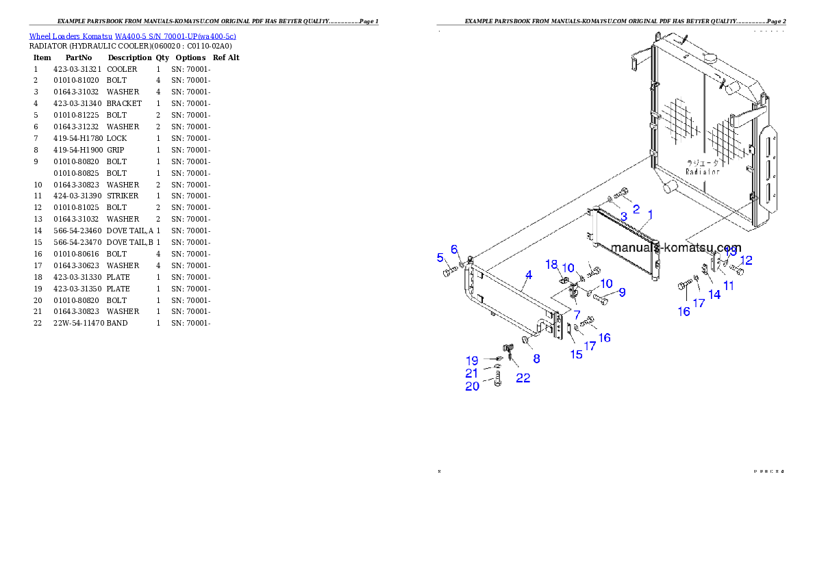 Protected: WA400-5 S/N 70001-UP Partsbook
