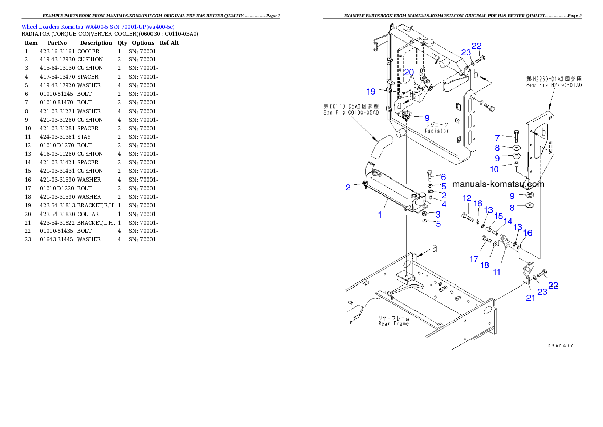 Protected: WA400-5 S/N 70001-UP Partsbook