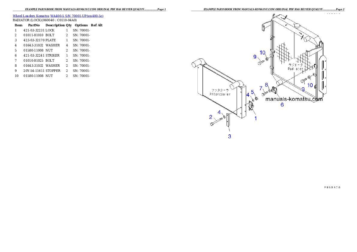 Protected: WA400-5 S/N 70001-UP Partsbook