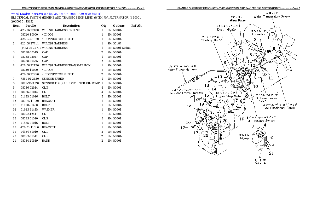 Protected: WA400-3A-SW S/N 50001-52999 Partsbook