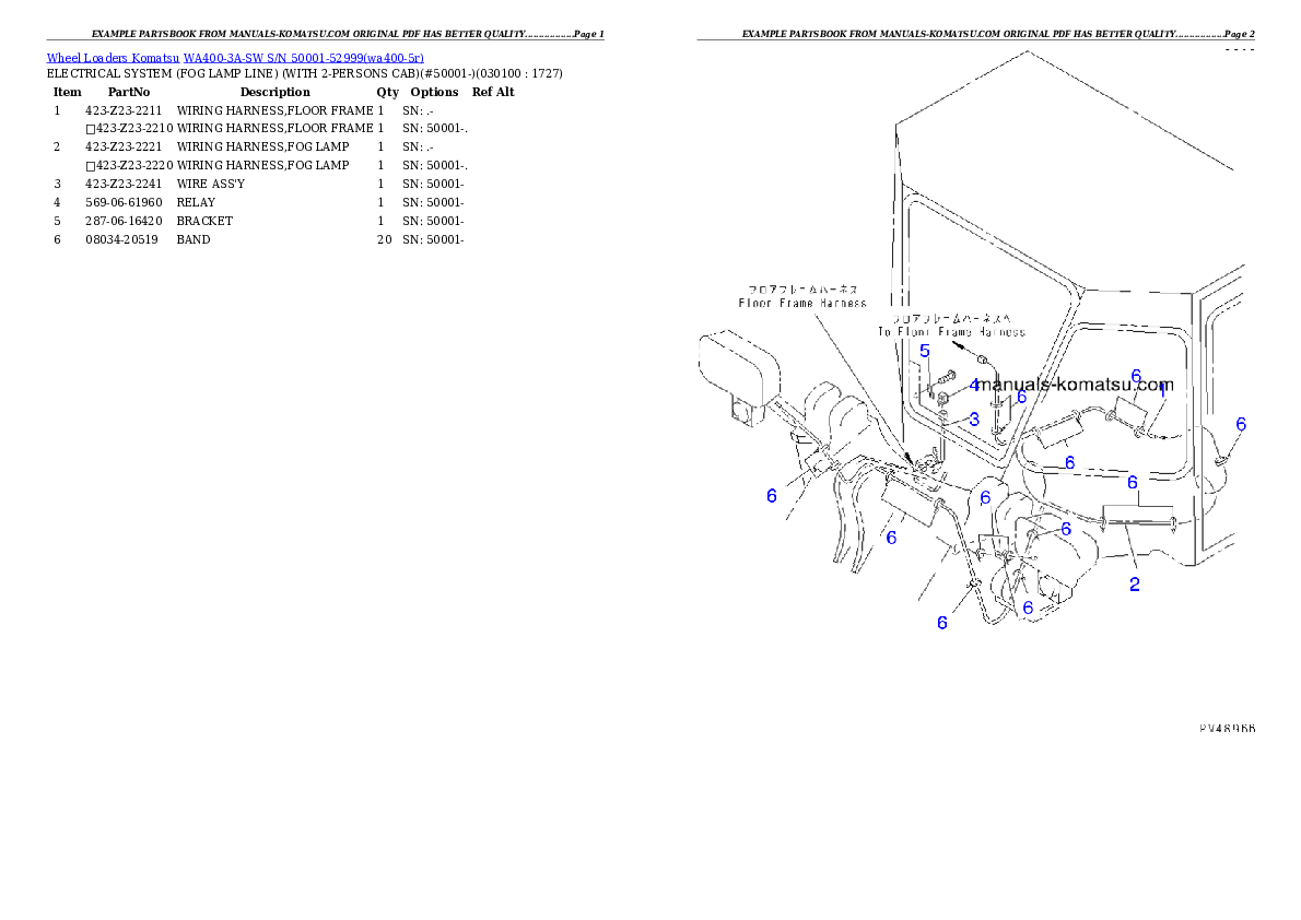 Protected: WA400-3A-SW S/N 50001-52999 Partsbook