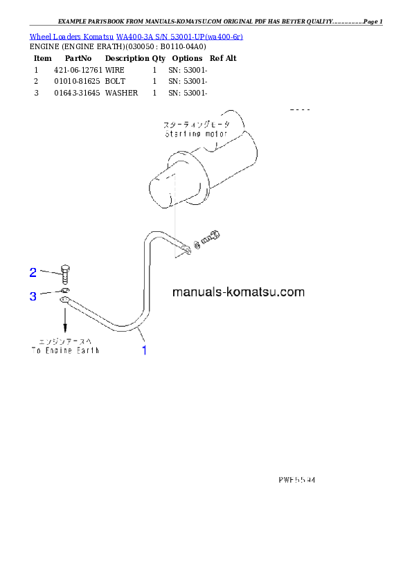 Protected: WA400-3A S/N 53001-UP Partsbook