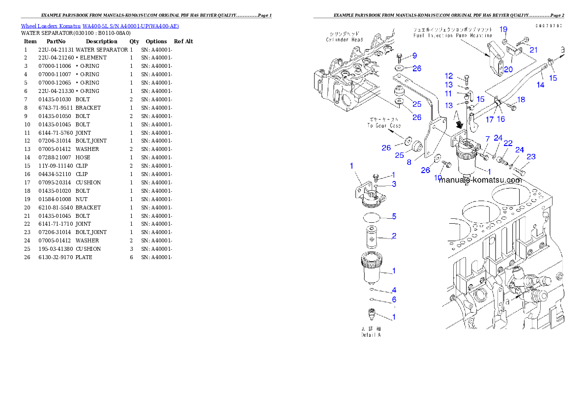 Protected: WA400-5L S/N A40001-UP Partsbook
