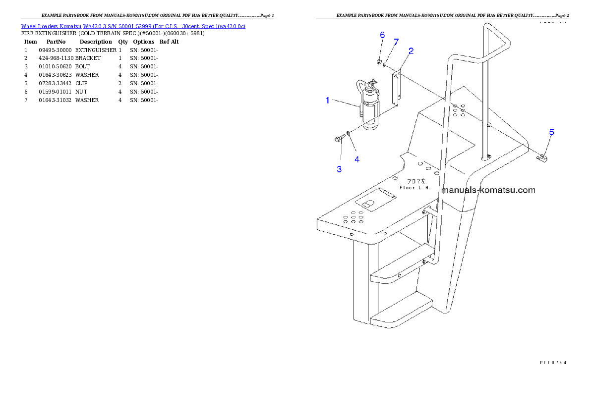 Protected: WA420-3 S/N 50001-52999 (For C.I.S. -30cent. Spec.) Partsbook