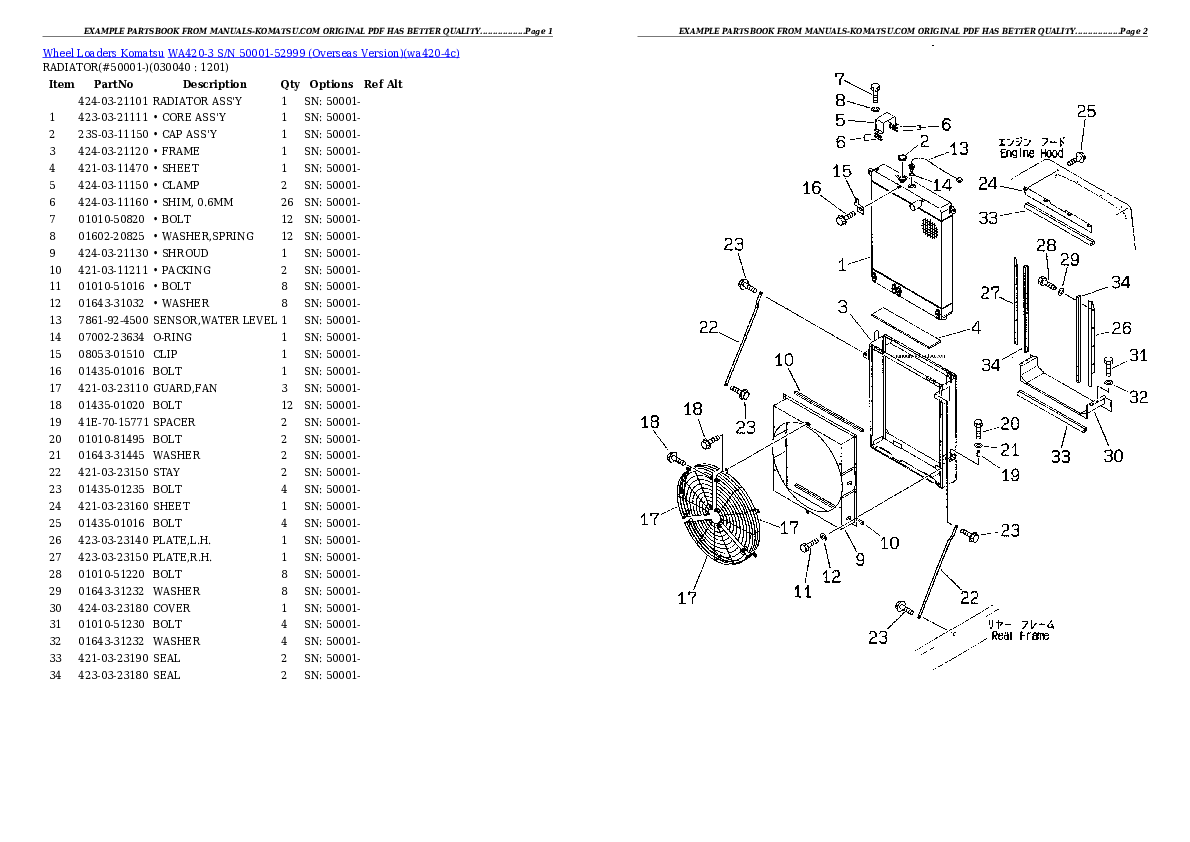 Protected: WA420-3 S/N 50001-52999 (Overseas Version) Partsbook