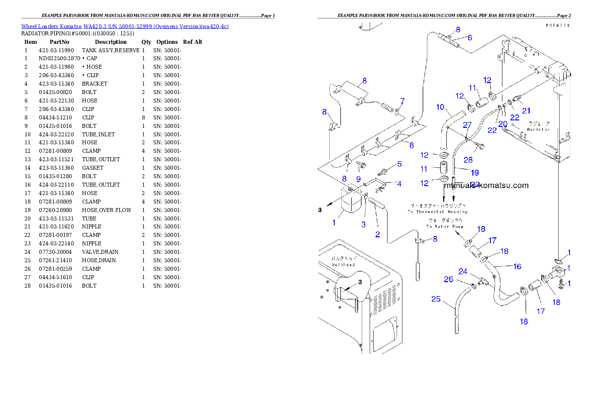 Protected: WA420-3 S/N 50001-52999 (Overseas Version) Partsbook