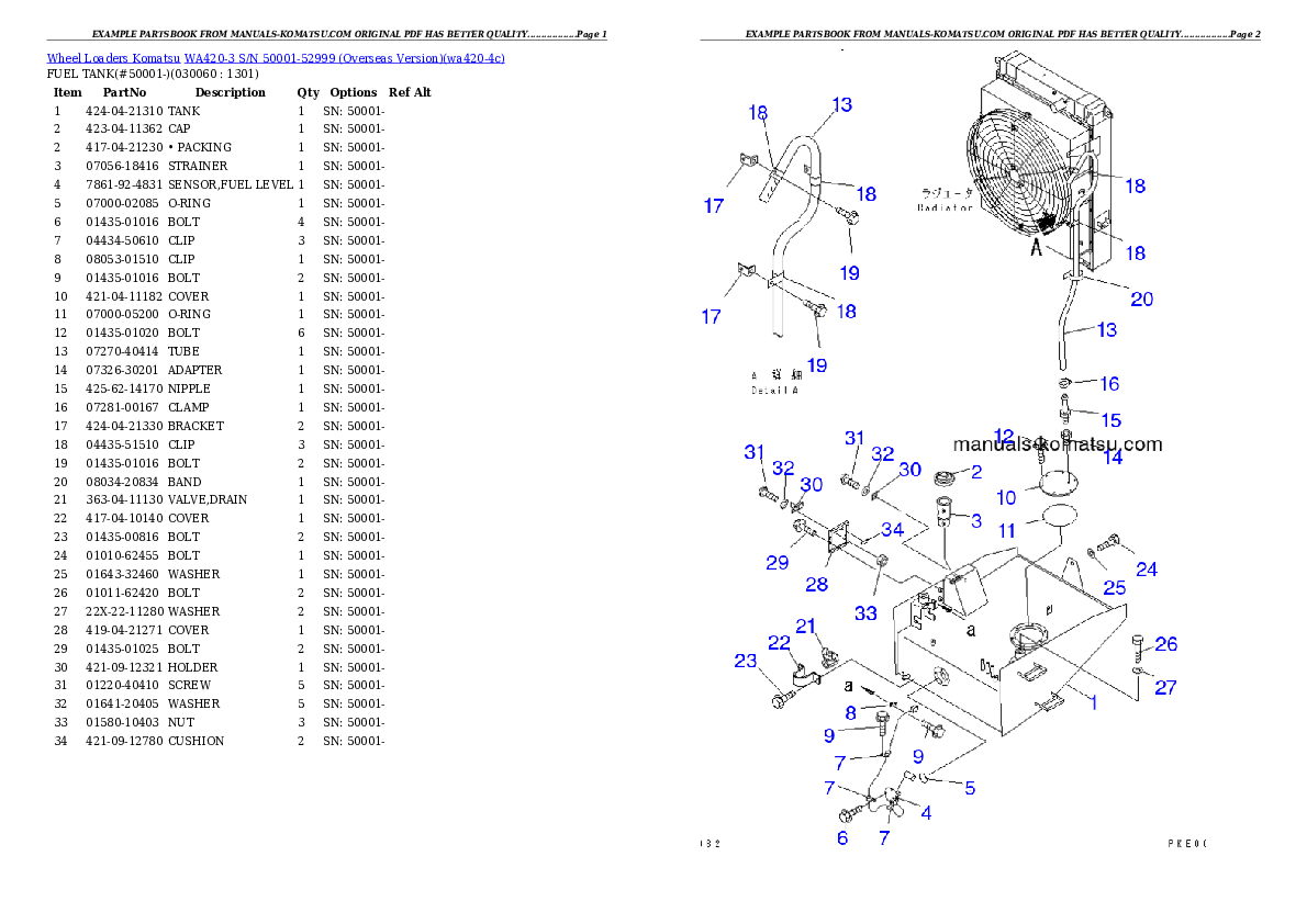 Protected: WA420-3 S/N 50001-52999 (Overseas Version) Partsbook