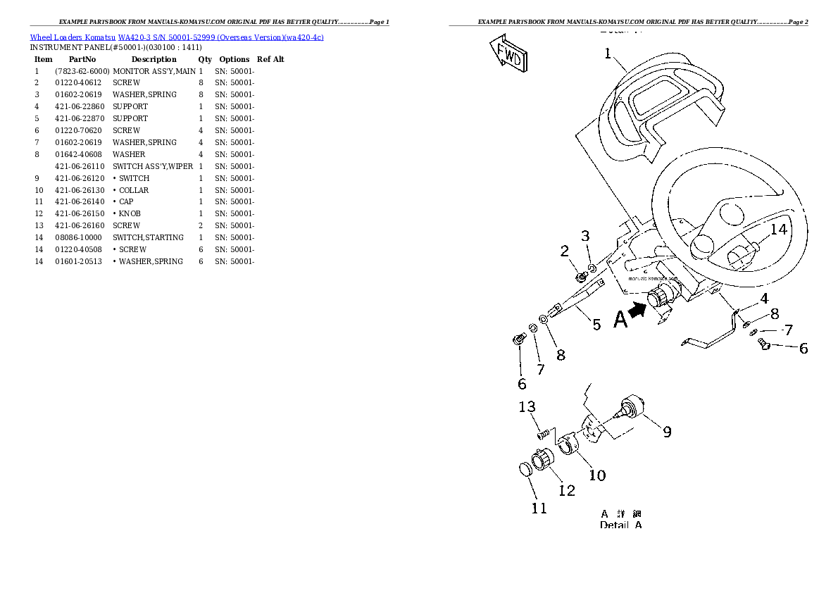 Protected: WA420-3 S/N 50001-52999 (Overseas Version) Partsbook