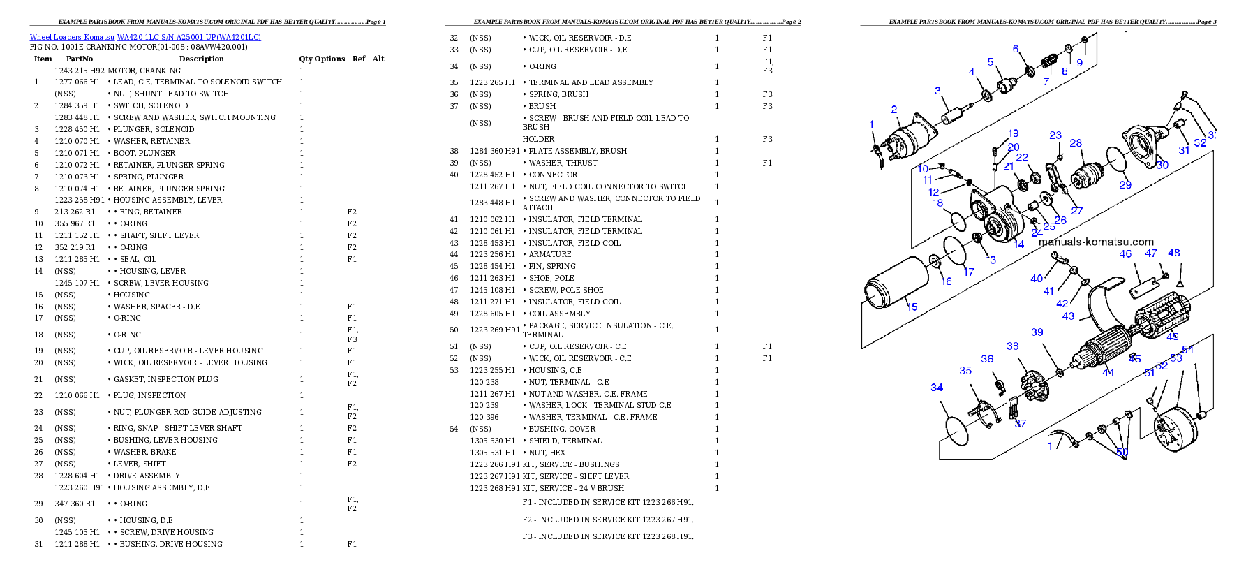 Protected: WA420-1LC S/N A25001-UP Partsbook