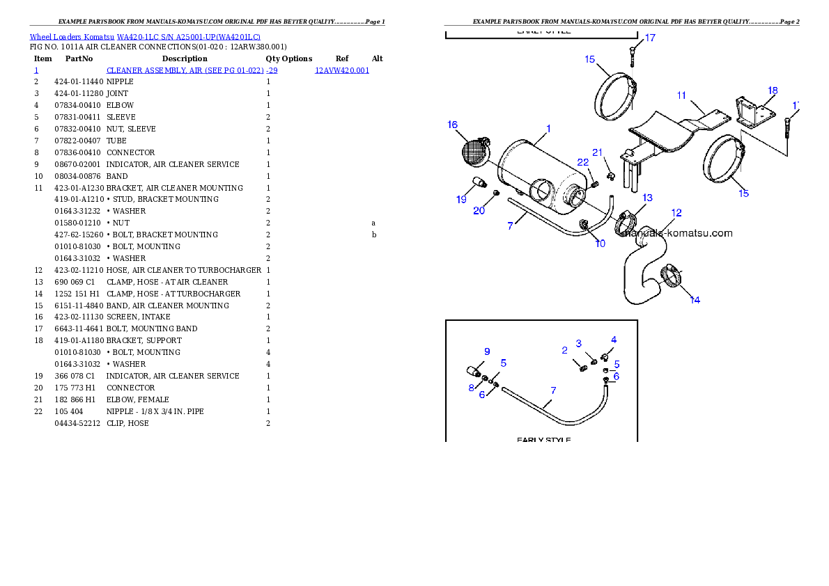 Protected: WA420-1LC S/N A25001-UP Partsbook
