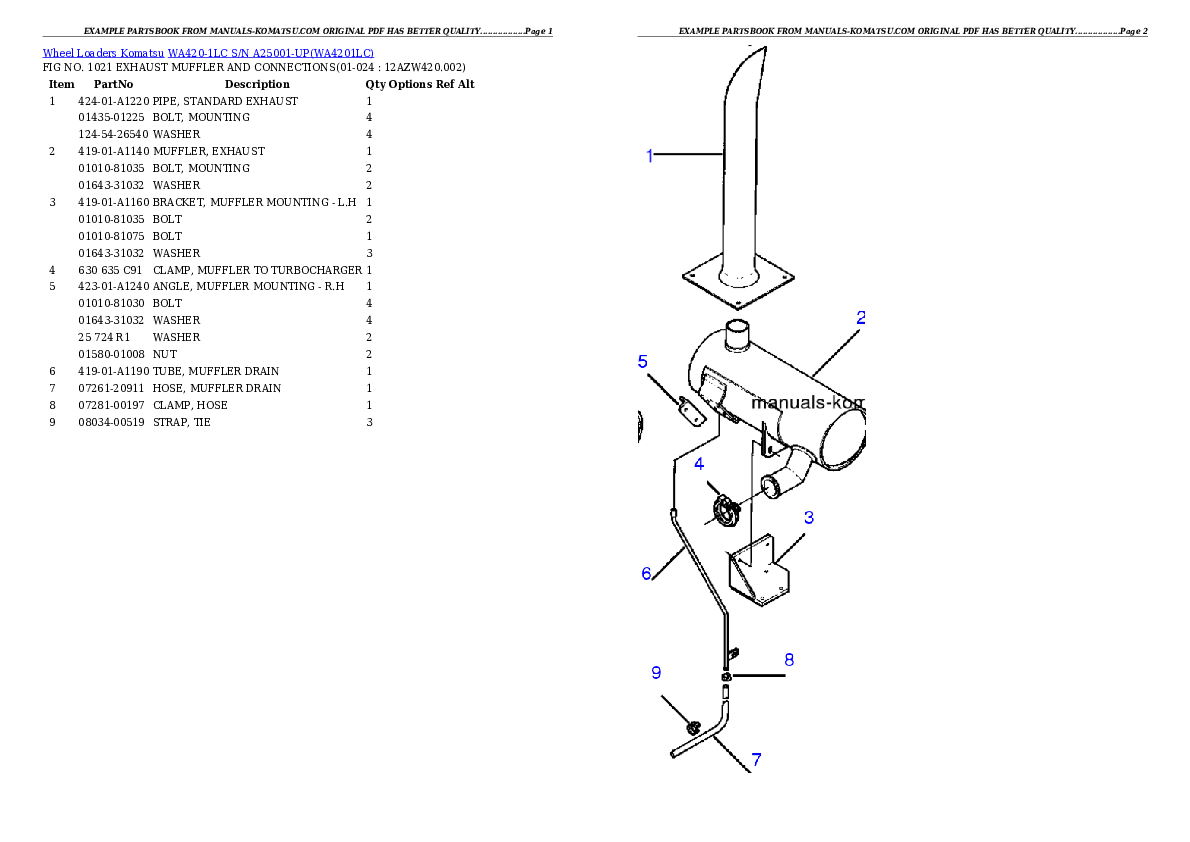 Protected: WA420-1LC S/N A25001-UP Partsbook
