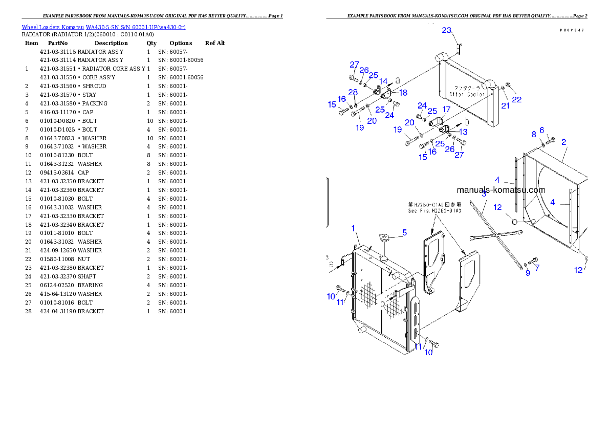 Protected: WA430-5-SN S/N 60001-UP Partsbook