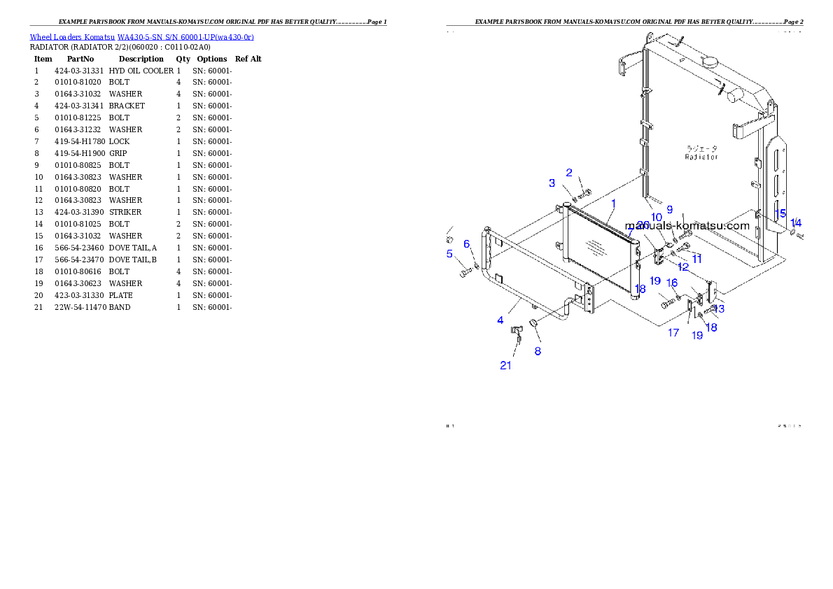 Protected: WA430-5-SN S/N 60001-UP Partsbook