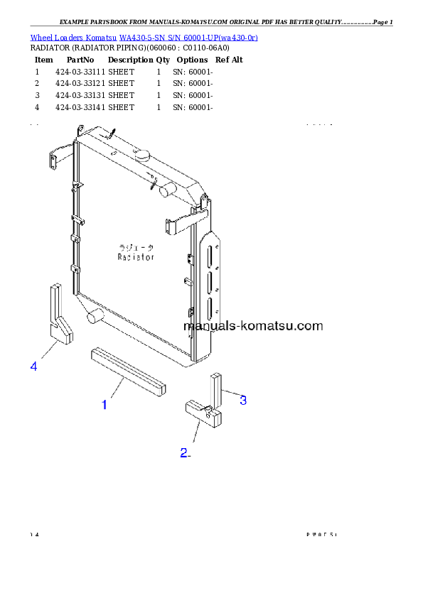 Protected: WA430-5-SN S/N 60001-UP Partsbook