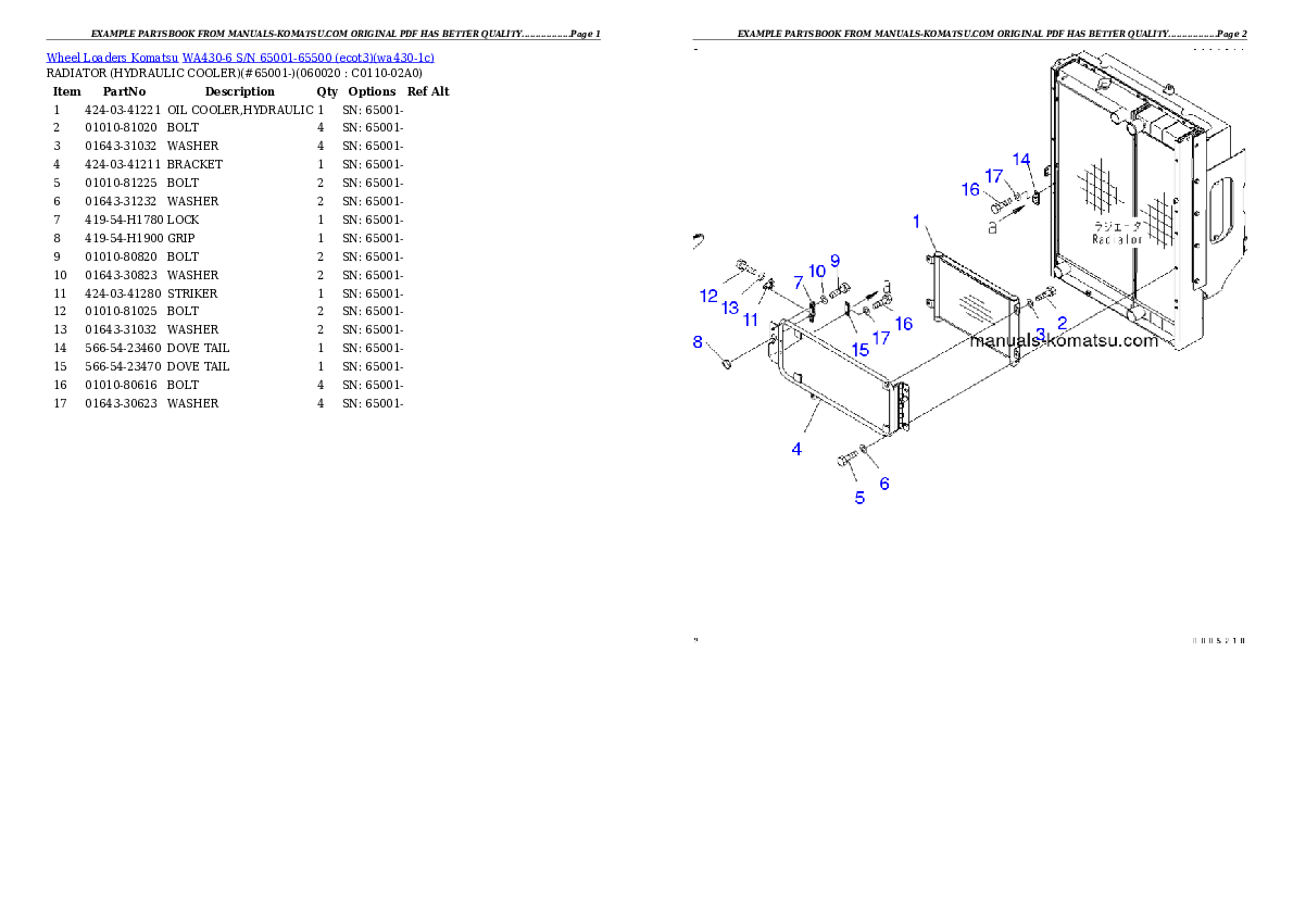 Protected: WA430-6 S/N 65001-65500 (ecot3) Partsbook