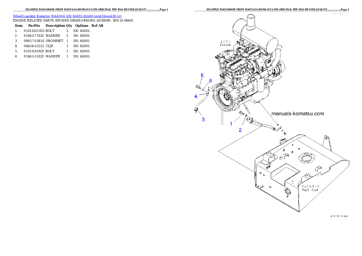 Protected: WA430-6 S/N 65001-65500 (ecot3) Partsbook