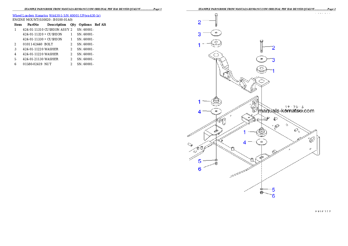 WA430-5 S/N 60001-UP Partsbook
