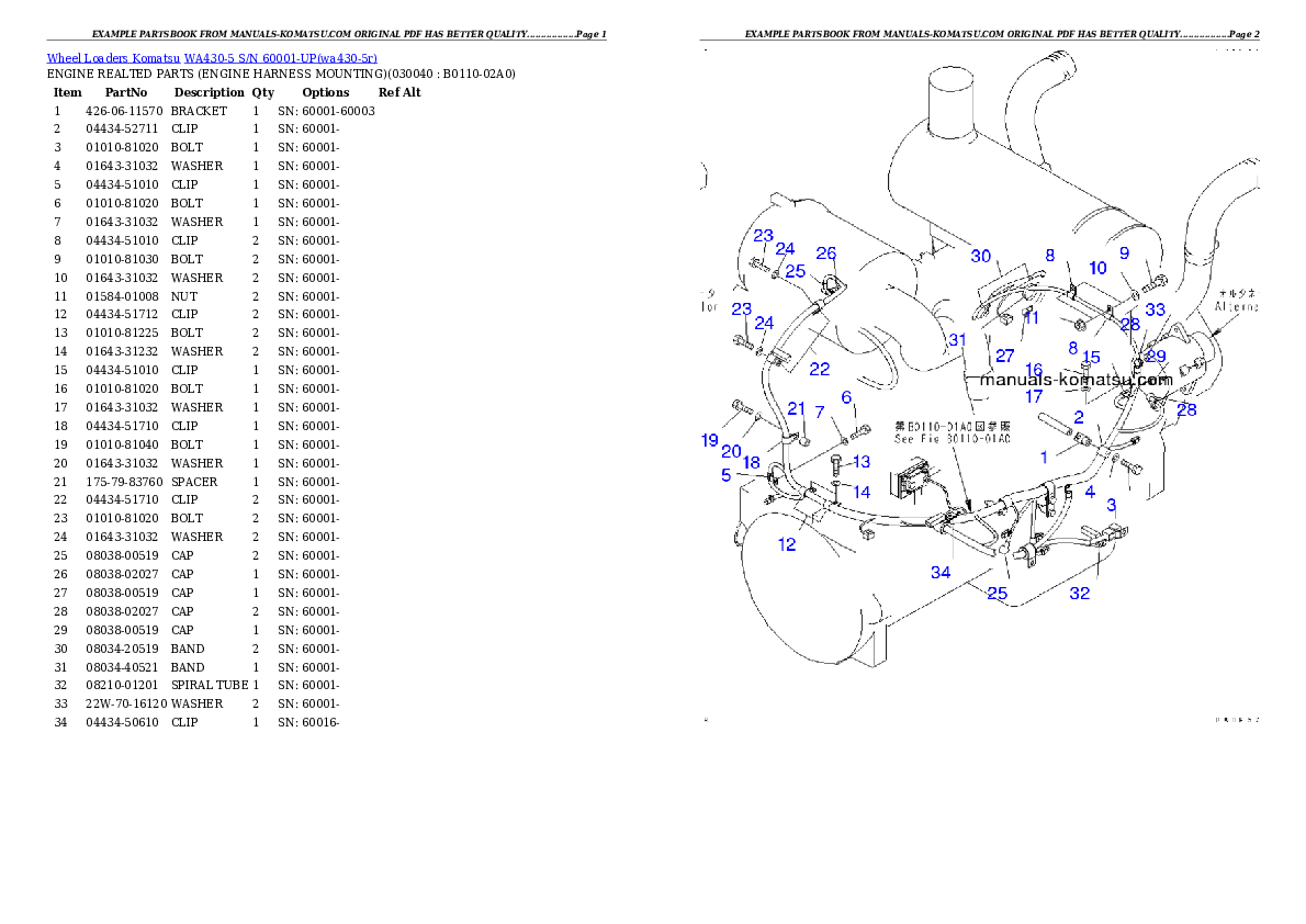Protected: WA430-5 S/N 60001-UP Partsbook