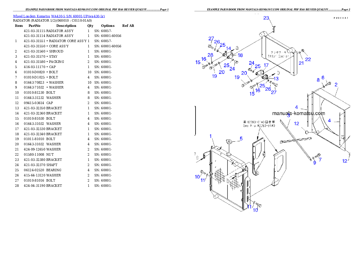 Protected: WA430-5 S/N 60001-UP Partsbook