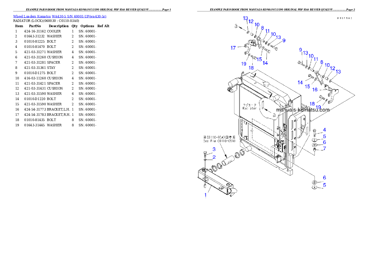 Protected: WA430-5 S/N 60001-UP Partsbook