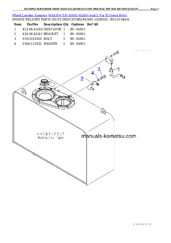 Protected: WA430-6 S/N 65001-65500 (ecot3, For EU) Partsbook
