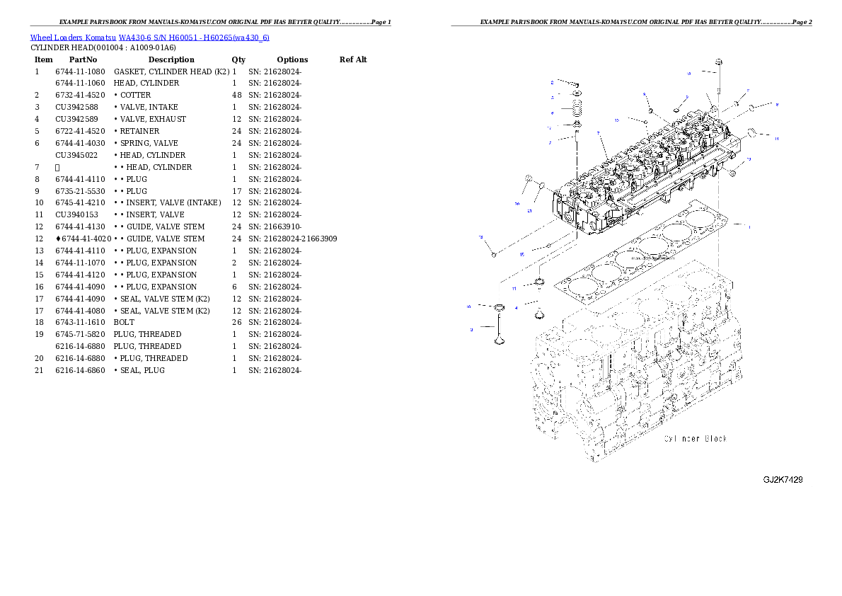 Protected: WA430-6 S/N H60051 – H60265 Partsbook