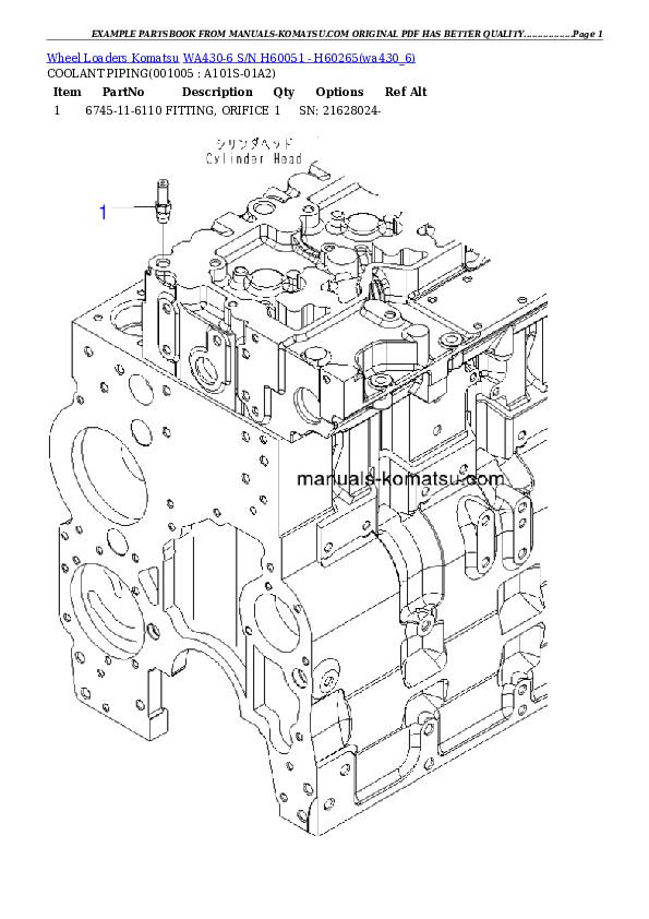 Protected: WA430-6 S/N H60051 – H60265 Partsbook