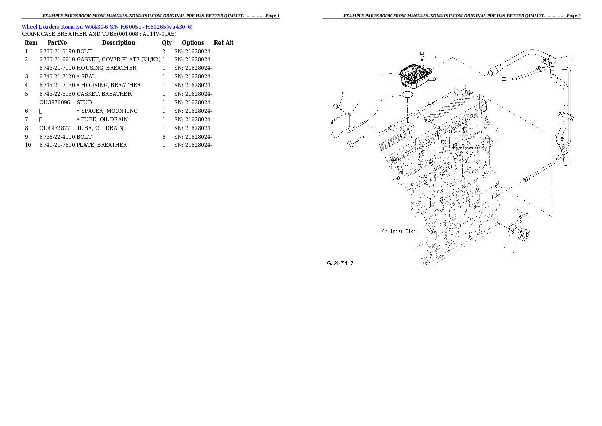 Protected: WA430-6 S/N H60051 – H60265 Partsbook
