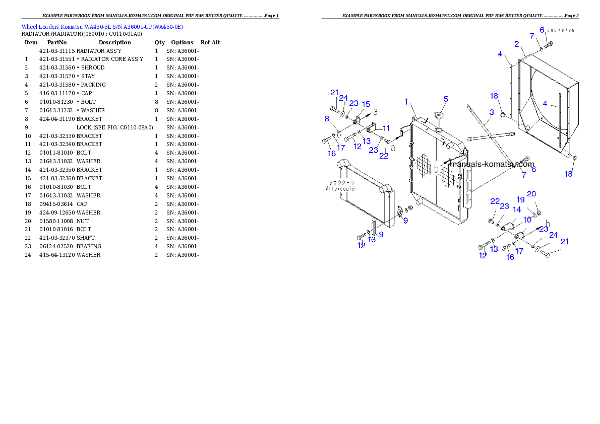 Protected: WA450-5L S/N A36001-UP Partsbook